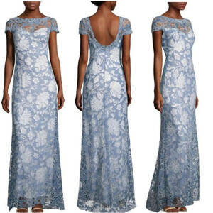 Tadashi Shoji Blue Lace Maxi Dress